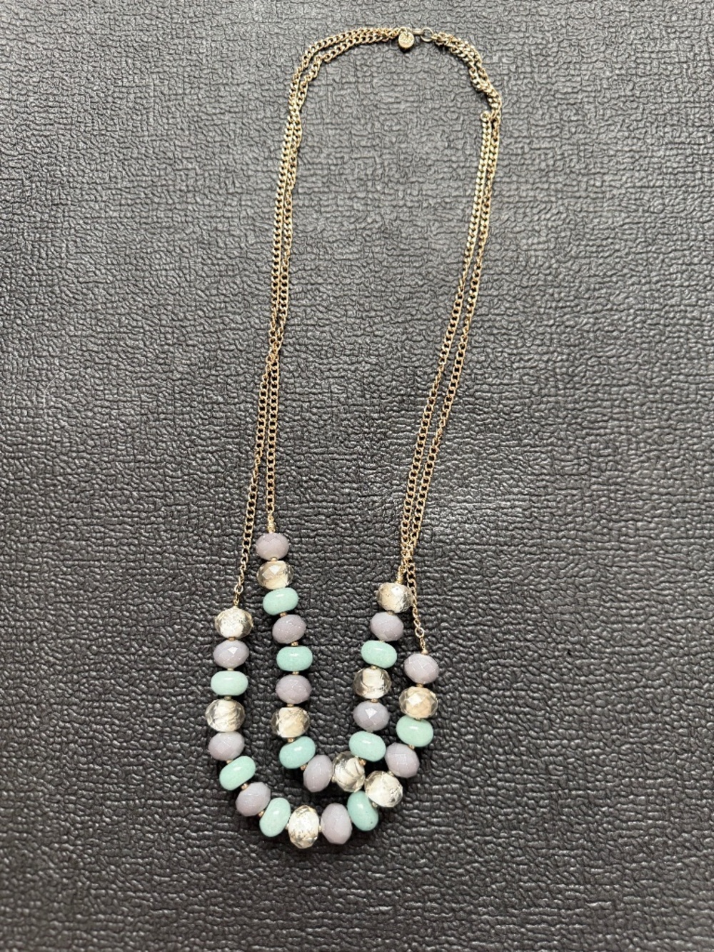 LOFT Turquoise & Gray Beaded Necklace